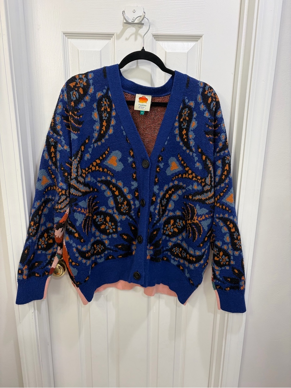 FARM Rio Toucans Mixed Scarf Pattern Cardigan - Picture 3 of 5
